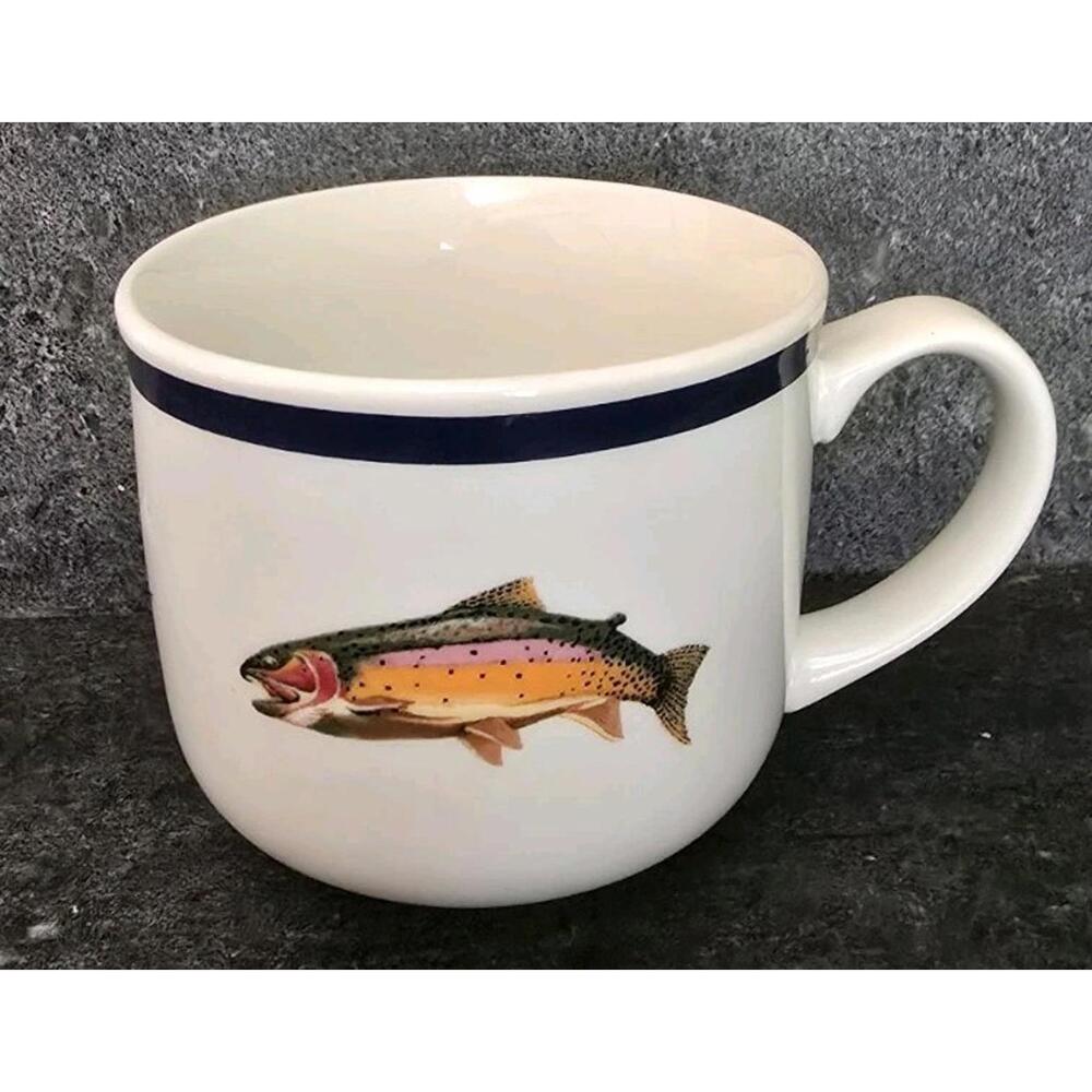 BIG SKY CARVERS SPORTSMAN STONEWARE COLLECTION COFFEE CUP/MUG 12 OZ TROUT